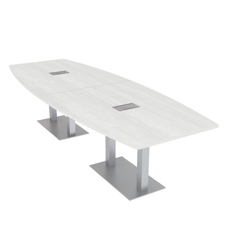 Skutchi Designs 45 in W, 144 in L, 29 in H, Engineered Wood Top, White HAR-BOT-46x143-DOU-ELEC-WHCYPRESS